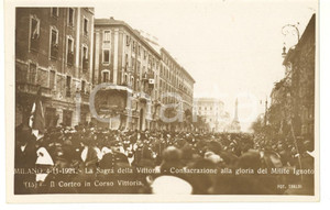 Cartolina originale da collezione 1921 MILANO Sagra della Vittoria  Consacrazione Milite Ignoto  Corso Vittoria 1