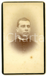 Fotografia d epoca originale 1900 ca ITALIA ? Ritratto di sacerdote in veste talare Fotografia CDV 1