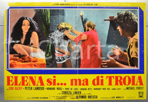 Materiale cinematografico d’epoca 1973 ELENA SI...MA DI TROIA Don BACKY Barbara BETTI Fotobusta DANNEGGIATA 66x46 1