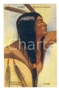 Cartolina originale da collezione 1909 USA Indian Chief  Black Hawk Vintage postcard H. H. TAMMEN FP NV 1