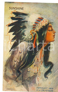 Cartolina originale da collezione 1909 NATIVE AMERICAN Indian Princess  Sunshine Postcard TAMMEN ill. PETERSON 1