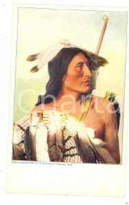 Cartolina originale da collezione 1903 NATIVE AMERICAN Indian Chief ChaseintheMorning Postcard RINEHART RARE 1