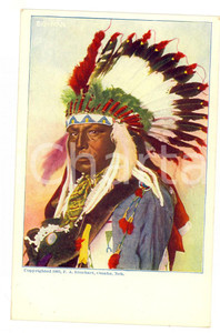 Cartolina originale da collezione 1903 OMAHA NATIVE AMERICAN Indian Chief  BIGMAN Postcard F.A. RINEHART RARE 1