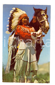 Cartolina originale da collezione 1950 ca NATIVE AMERICANS Western Indian maiden VINTAGE postcard FP NV 1