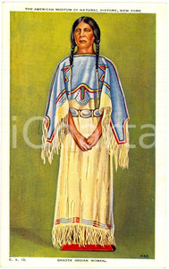 Cartolina originale da collezione 1910 ca NEW YORK American Museum Natural History  DAKOTA Indian woman Postcard 1