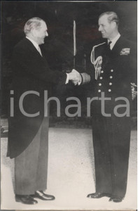 Fotografia d epoca originale 1954 PARIS ELYSEE PrÃ©sident RenÃ© COTY avec le Duc d Edimbourg Photo 13x18 1