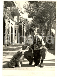 Fotografia d epoca originale 1955 ca CAPRI L attore Frank LATIMORE in vacanza con i suoi cagnolini Foto 1
