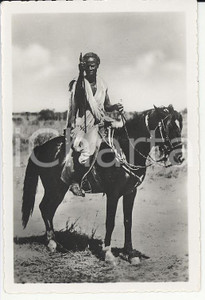 Fotografia d epoca originale 1935ca A.O.I. ETIOPIA Ritratto di guerriero a cavallo VERA PHOTO cm 9x5,8 1