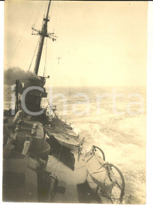 Fotografia d epoca originale 1913 OCEANO ATLANTICO Regia Nave DANTE ALIGHIERI durante un uragano Foto RARA 1