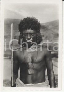 Fotografia d epoca originale 1935ca A.O.I. ETIOPIA Ritratto di guerriero etiope VERA FOTO cm 9X5,8 1
