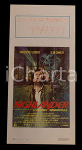 Materiale cinematografico d’epoca 1986 HIGHLANDER Christopher LAMBERT Sean CONNERY Clancy BROWN Manifesto 32x70 1