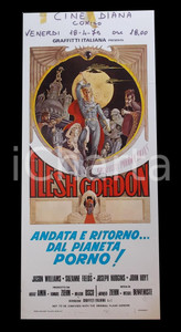 Materiale cinematografico d’epoca 1974 FLESH GORDON Jason WILLIAMS Suzanne FIELDS Manifesto EROTICO 30x68 1