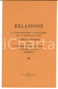 Libro, pubblicazione d epoca 1926 PADOVA SocietÃ  Anonima Oreficerie BORSOTTI  Relazione al piano economico 1