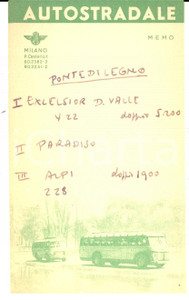 Materiale pubblicitario d’epoca 1960 ca MILANO AUTOSTRADALE Biglietto pubblicitario ILLUSTRATO  VINTAGE 1