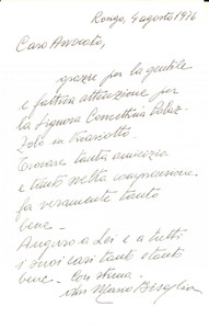 Autografo originale 1976 ROVIGO Lettera di ringraziamento don Mario BISAGLIA   Autografo 1
