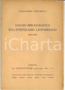 Libro, pubblicazione d epoca 1951 Alessandro TORTORETO Saggio bibliografico sull epistolario leopardiano 1