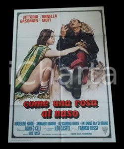 Materiale cinematografico d’epoca 1976 COME UNA ROSA AL NASO Ornella MUTI Vittorio GASSMAN Manifesto 100x140 cm 1