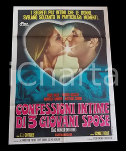 Materiale cinematografico d’epoca 1968 CONFESSIONI INTIME DI TRE GIOVANI SPOSE Biggi FREYER Manifesto 100x140 cm 1