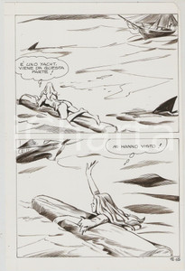 Opera d’arte autentica 1980 ca CIMITERIA n.12 tav. 73 Originale di TONELLI Sexy naufraga EDIFUMETTO 1