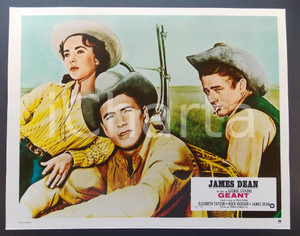 Materiale cinematografico d’epoca 1970 ca IL GIGANTE Elizabeth TAYLOR Rock HUDSON James DEAN Lobby card 29x23 cm 1