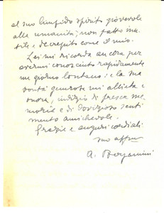Autografo originale 1959 ROMA Nessuna speranza di vedere cose migliori Autografo Alberto BERGAMINI 1