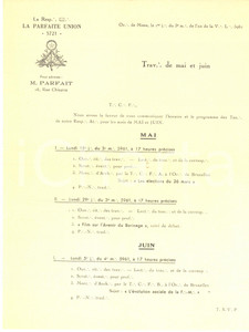 Documento originale, autentico 1910 ca MONS BELGIQUE  Loge maçonnique, rue Chisaire – Programme des travaux 1