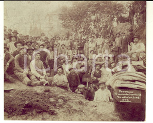 Fotografia d epoca originale 1904 BRUXELLES MOLENBEEK Travaux d assainissement  Ouvriers  Photo RARE 20x16 1