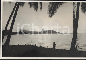 Fotografia d epoca originale 1937 MOOREA Polinesia Francese Veduta al tramonto REAL PHOTO cm 13,5 x 8,5 1