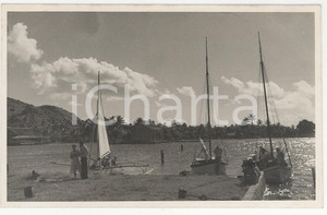 Fotografia d epoca originale 1937 RAIATEA Polinesia Il porto animato REAL PHOTO cm 13,5 x 8,5 1