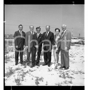 Fotografia d epoca originale 1957 CHICAGO area Posa prima pietra di un edificio VINTAGE NEGATIVE 1