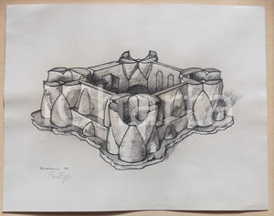 Opera d’arte autentica 1981 ARTE Paolo SCHIAVOCAMPO Bozzetto per scultura Fortezza  FIRMATO 30x24 1 Opera d’arte autentica 1981 ARTE Paolo SCHIAVOCAMPO Bozzetto per scultura Fortezza  FIRMATO 30x24 1
