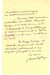 Autografo originale 1935 VARSAVIA Ambasciata d Italia  Lettera Alberto BELLARDI RICCI  AUTOGRAFO 1