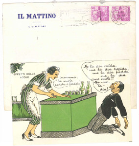 Autografo originale 1962 NAPOLI IL MATTINO Giovanni ANSALDO  Cartolina satirica  AUTOGRAFO 1