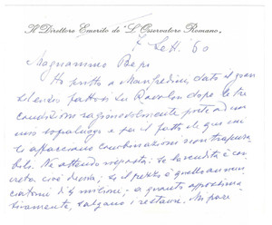 Autografo originale 1960 ROMA L OSSERVATORE ROMANO Biglietto Giuseppe DALLA TORRE Autografo 8 1