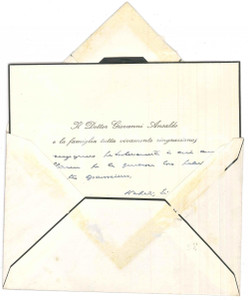 Autografo originale 1962 NAPOLI Giovanni ANSALDO  Biglietto ringraziamento lutto  AUTOGRAFO 1