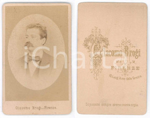 Fotografia d epoca originale 1875 ca FIRENZE Ritratto maschile  Busto Foto Giacomo BROGI CDV 1