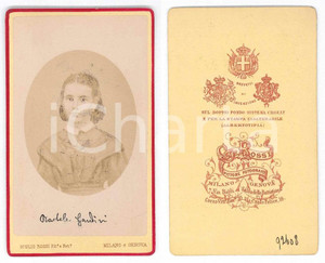 Fotografia d epoca originale 1880 ca MILANO Ritratto di Rachele GANDINI  Foto Giulio ROSSI CDV 1