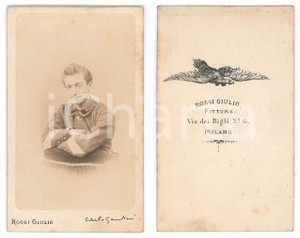 Fotografia d epoca originale 1870 ca MILANO REGIO ESERCITO Carlo GANDINI  Ritratto  Foto Giulio ROSSI CDV 1