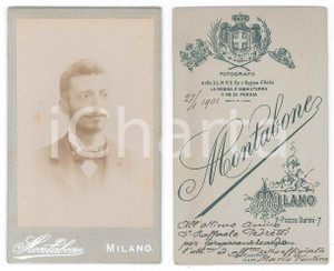 Fotografia d epoca originale 1901 MILANO Ritratto di Mario FONTANA  Foto MONTABONE CDV 1