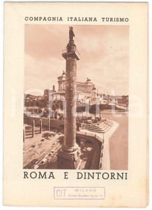 Materiale pubblicitario d’epoca 1938 Compagnia Italiana Turismo  ROMA e dintorni  Pieghevole con mappa 1