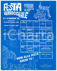 Materiale pubblicitario d’epoca 1988 MILANO Parrocchia SS. Giacomo e Giovanni  Festa parrocchiale  Volantino 1