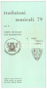 Materiale pubblicitario d’epoca 1979 SAN PIETRO ALL OLMO MI Tradizioni Musicali  Programma musicale 1