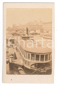 Fotografia d epoca originale 1870 ca PARIS Bateaumouche  Samaritain  Photo VINTAGE CDV 1