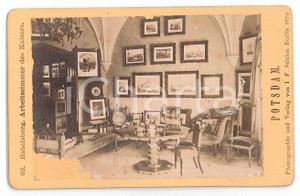 Fotografia d epoca originale 1879 BABELSBERG GERMANY Arbeitszimmer des Kaisers  Photo STIEHM 10x6 1