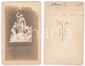 Fotografia d epoca originale 1871 STUTTGART Hylasgruppe in den Koengliche Anlagen Foto statua CDV 1