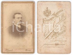 Fotografia d epoca originale 1900 ca MILANO Ritratto maschile  Busto  Foto Paolo CANTELLI 8x12 cm 1