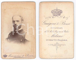 Fotografia d epoca originale 1875 ca MILANO Ritratto di un ufficiale  Foto GUIGONI & BOSSI CDV 1