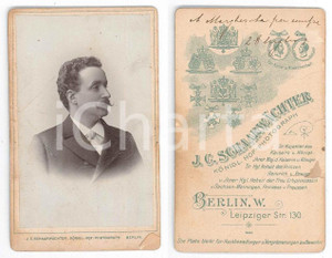 Fotografia d epoca originale 1890 ca BERLIN GERMANY Ritratto maschile Foto J. C. SCHAARWACHTER CDV 1