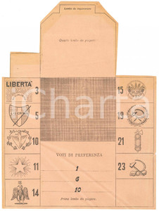 Documento originale, autentico 1924 ITALIA Elezioni politiche  Scheda elettorale originale 1
