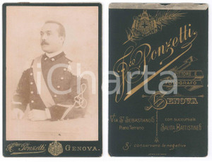 Fotografia d epoca originale 1905 ca GENOVA  REGIO ESERCITO  Ritratto di alto ufficiale Foto PONZETTI 1